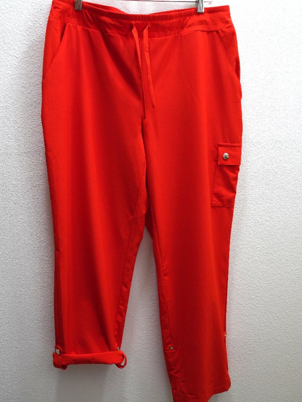 Chico's Zenergy Orange Pull On Tie Waist Snap Hem Joggers size 2